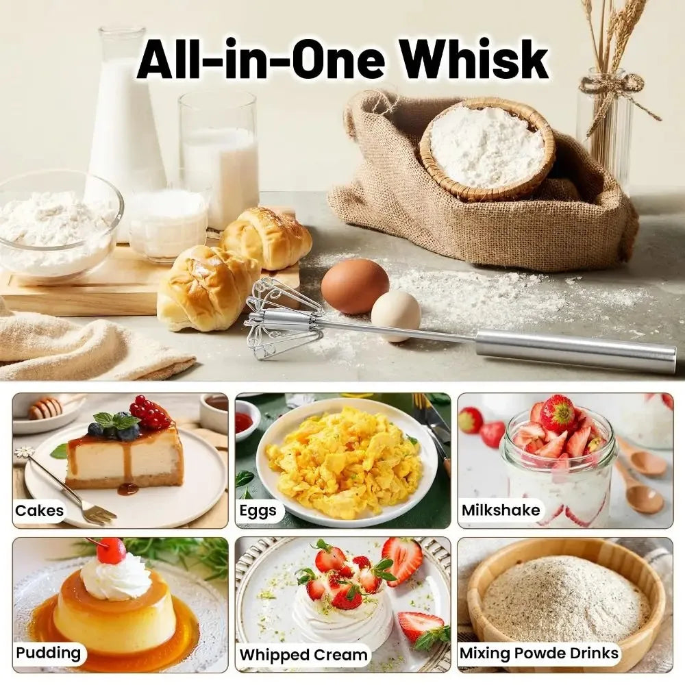 4‑Speed Manual Hand Mixer, Battery‑Free Handheld Whisk for Batter, Sauces, Eggs & Baby Food, Kitchen Tool for Baking & Cooking