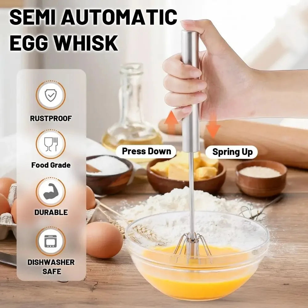 4‑Speed Manual Hand Mixer, Battery‑Free Handheld Whisk for Batter, Sauces, Eggs & Baby Food, Kitchen Tool for Baking & Cooking