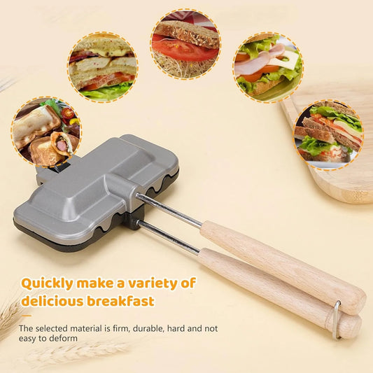 1 PCS 4w1h Sandwich Maker – Stove Top Hot Dog & Panini Press, Double-Sided Non-Stick Flipping Grill, Fits Regular Bread & Hot Dog Buns for Camping, Home Kitchen
