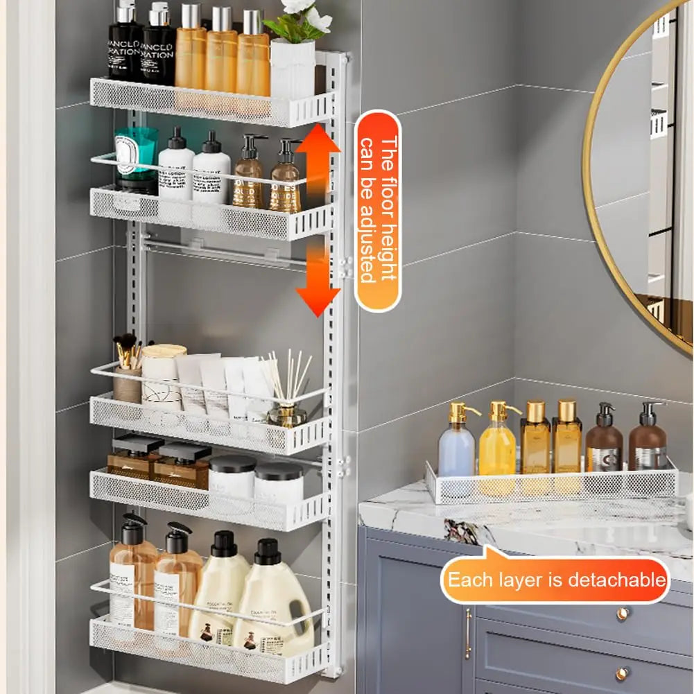 6-Tier Over the Door Pantry Organizer, Adjustable Metal Hanging Storage Rack for Kitchen Bathroom Cabinet