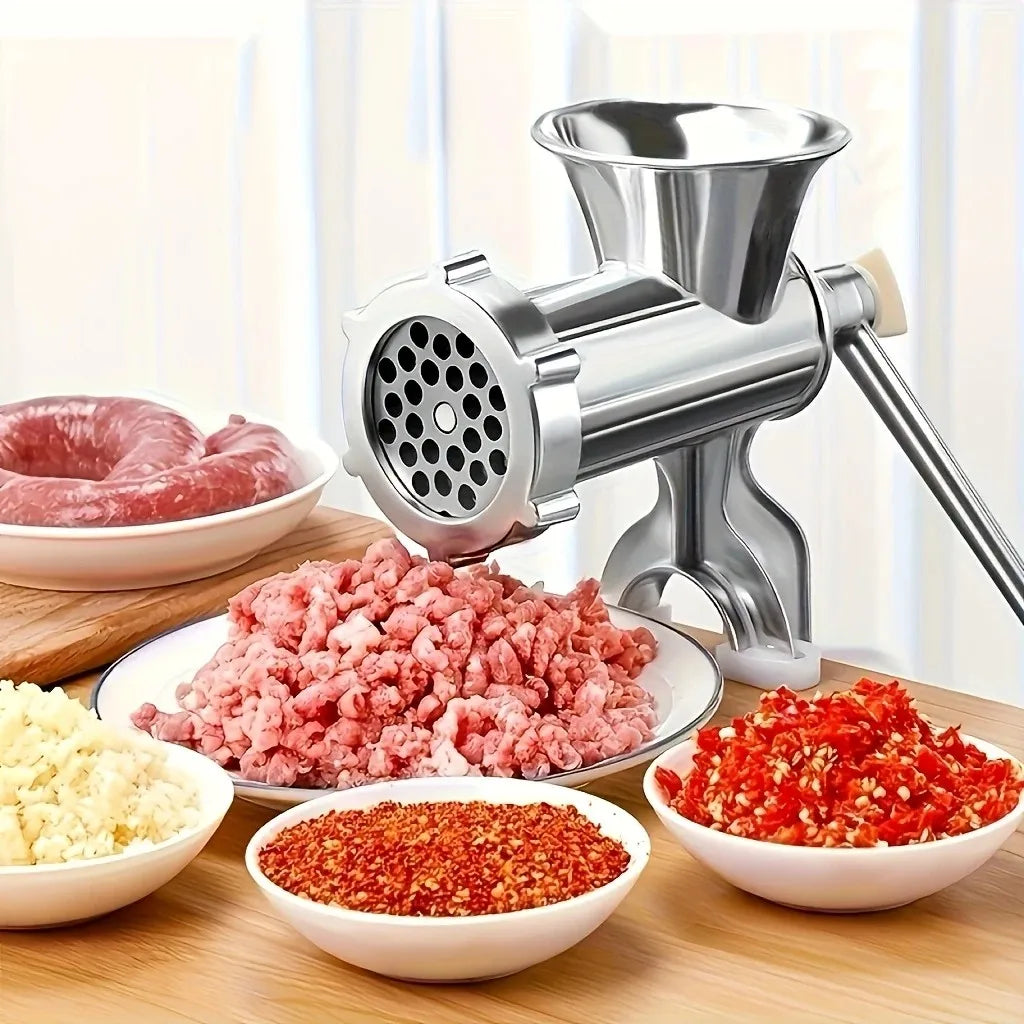 ZNLYRION Manual Meat Grinder Stainless Steel Hand Crank Mincer Sausage Stuffer Machine Table Clamp Design Household Kitchen Tool for Mincing Meat Vegetables Making Sausage