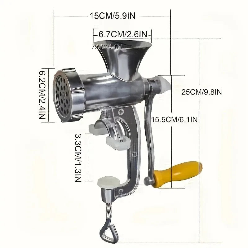 ZNLYRION Manual Meat Grinder Stainless Steel Hand Crank Mincer Sausage Stuffer Machine Table Clamp Design Household Kitchen Tool for Mincing Meat Vegetables Making Sausage
