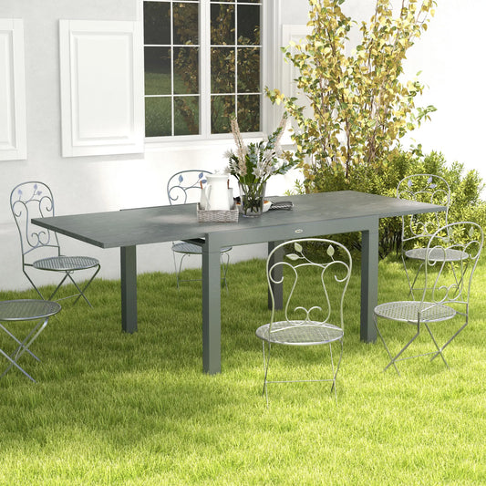 Extendable Patio Table for 6-8 People, Aluminum Frame Rectangular Outdoor Dining Table, for Backyard, Dark Gray
