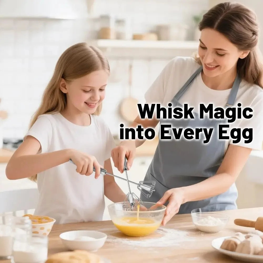 4‑Speed Manual Hand Mixer, Battery‑Free Handheld Whisk for Batter, Sauces, Eggs & Baby Food, Kitchen Tool for Baking & Cooking