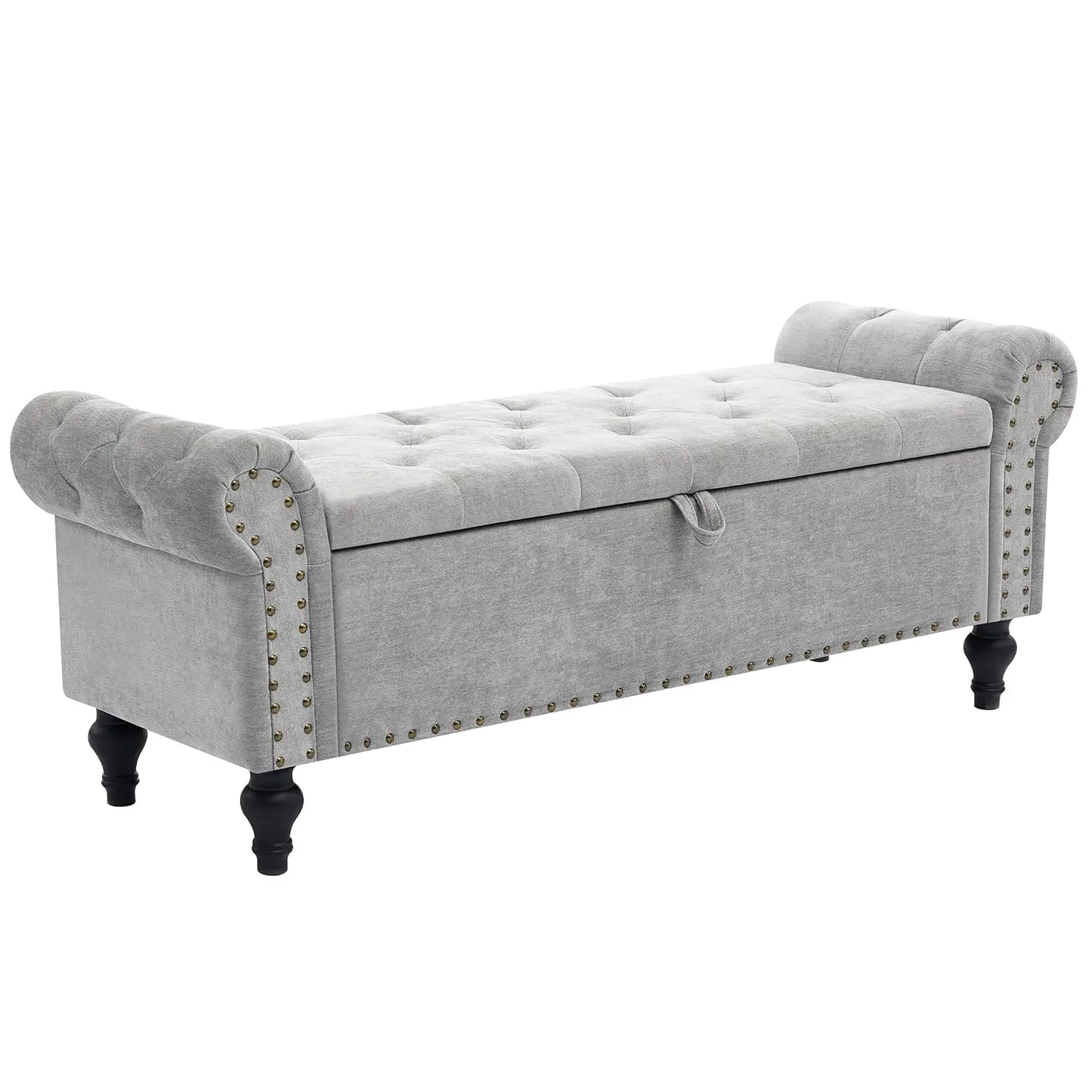 51" Storage Ottoman Bench, End of Bed Bench for Bedroom, Storage Ottomans for Foot of Bed, Chenille Upholstered, Customized
